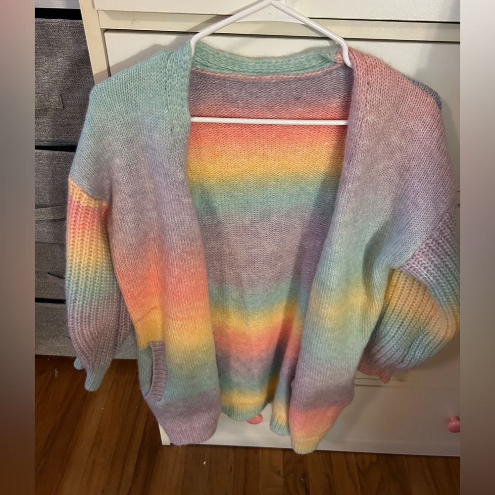 SHEIN Pastel Rainbow Women's Cardigan Size Small